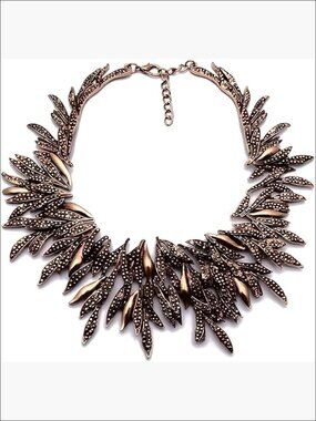 925 Sterling Silver Statement Bib Collar Necklace with Rhinestone Accents